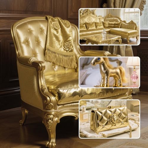 Faux Leather Fabric Smooth Solid 54" x 36" (Golden) - color: Golden