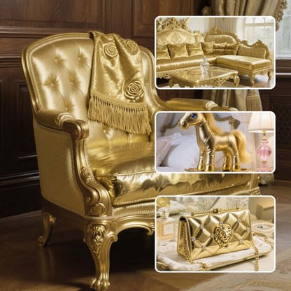 Faux Leather Fabric Smooth Solid 54" x 36" (Golden) - color: Golden
