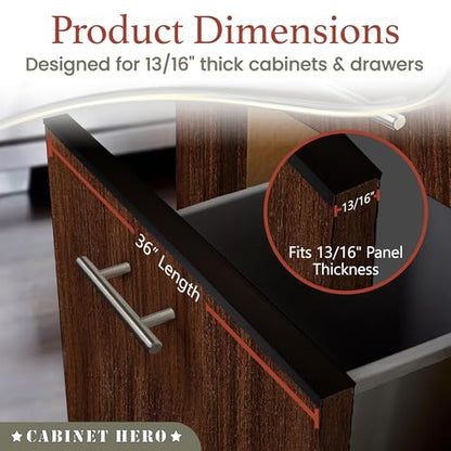 Cabinet Hero 4-Pack, 13/16" Thick, 36" Length Slimline Cabinet Edge Protector – Durable Slip-On Plastic Door & Drawer Edge Guard – Prevents Shelves for Wear, Bumps, Discoloration & Damage - Black