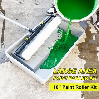 15 Pcs 18" Paint Roller Kit with Extension Pole, Adjustable Roller Frame