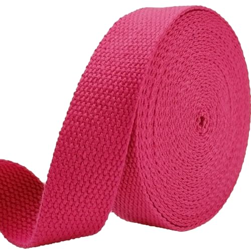 1 inch Cotton Webbing 5 Yards, Soft & Sturdy for Bag Handles - color: Rose 503