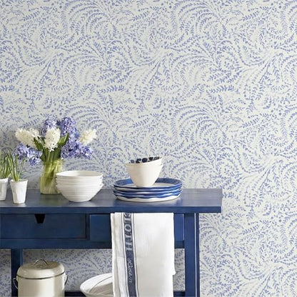 Heroad Peel and Stick Wallpaper Boho Blue Contact Paper Modern Botanical Wall Paper Waterproof Self Adhesive Removable Wallpaper for Bathroom Bedroom Kitchen Living Room Vinyl 17.3''x393'' - color: Blue Purple, size: 17.3" x 393"