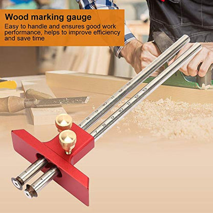Wood marking gauge, Stainless Steel Woodworking Double Head Scriber Ruler Marking Gauge Wood Scribe Tool Carpentry For Carpenter