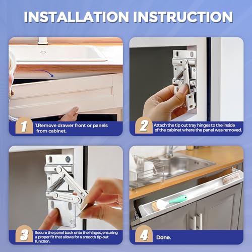 Ravinte Satin Nickel Tip Out Tray Hinges, Kitchen Cabinet Hinges, 1 Pair