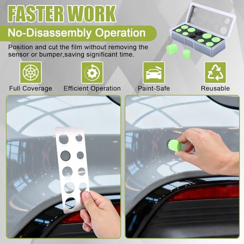 Car Sensor Film Hole Cutter 16-25mm Plastic Parking Sensor Circle Cutting Template with Tweezers, Precise Car Wrap Tools, Wrap Film Tool Kit, Edge Wrap Cutting Template Tool (Green) - color: Green