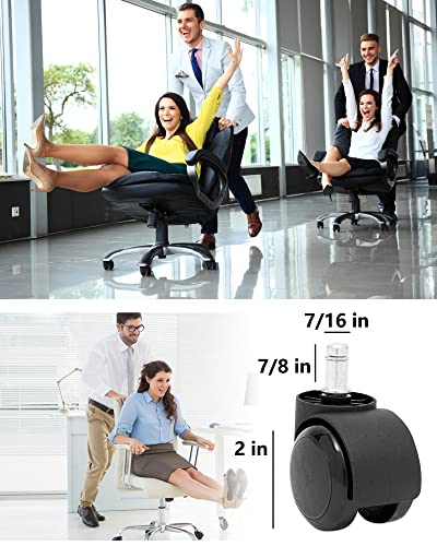 Office Chair Wheels Grykot Chair Wheels Replacement 5-Pack, Office Chair Casters Heavy Duty Replacement for Hardwood Floors and Carpet, 2 inch Fits 99%, Black