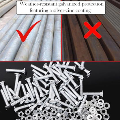 50 Pcs Bench Slats Replacement Kit - M6x35mm Galvanized Hardware Set for Metal Frame Benches - Fits 17mm-21mm Wood Slats Including Rustic Oak