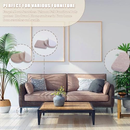 Felt Furniture Pads for Hardwood Floors -Yelanon Felt Pads for Chair Legs - color: Black & Beige & Brown