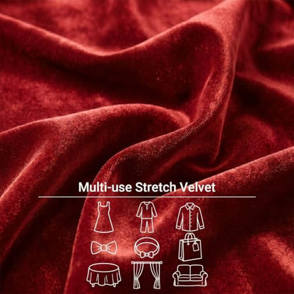 Stretch Velvet Fabric by the Yard Red 60 Inch Wide 3 Yards - color: Red, size: 3 Yards