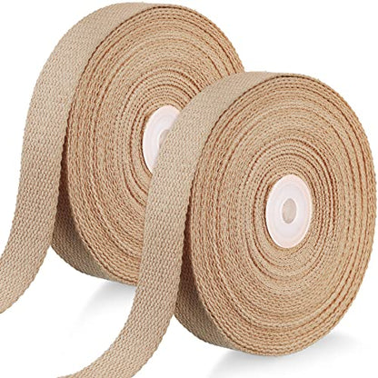Willbond 2 Rolls/ 20 Yards Cotton Webbing 1 Inch, Camel - color: Camel