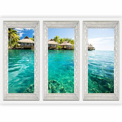 artgeist - Peel and Stick Wall Mural, Living Room Tropical Island 96x69 in - color: #10, size: 69"x96"