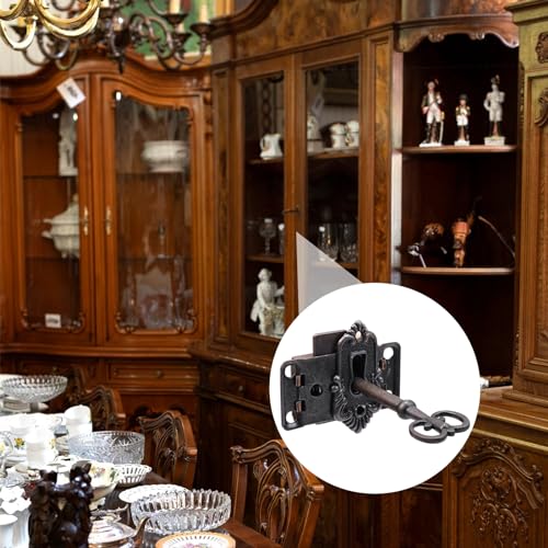 Antique Cabinet Lock, 2.09x1.06 Inch, 1 Set - color: Red Bronze A, style: Rectangular