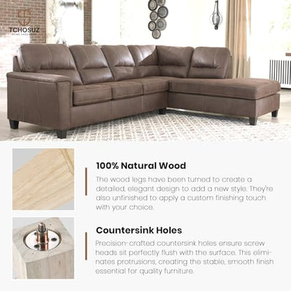 3 inch / 8cm Wooden Furniture Legs, Pack of 4 Unfinished Wood Square Mid Century Replacement Feet with 5/16" Hardware for Sofa Table Couch Cabinet Chair Bench Ottoman - color: Varnish, size: 3"/8cm