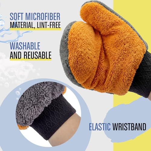 Paint Mitt Stain Gloves Reusable Microfiber - color: Gray,orange
