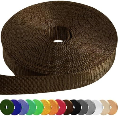 TECEUM Webbing Strap, 3/4" to 2", 10-50 Yds, Multi-Color Heavy Duty Tape - color: Brown, size: 3/4"- 10 yards