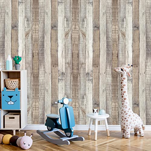 Yun-aeon Natural Wood-Grey Contact Paper Peel and Stick Wallpaper - color: Natural Wood-grey, size: 17.3" x 80"