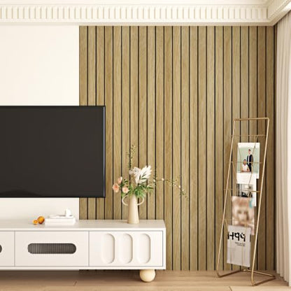 Self Adhesive Brown Wood Panel 3mm Thick Wood Slat Acoustic Panel - color: Brown, size: 15.7" x 78"