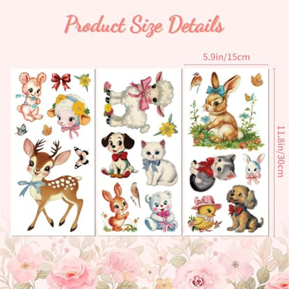 Peacoblue Vintage Parenting Animals Rub On Transfers for Furniture 6"x12" - style: Vintage Parenting Animals