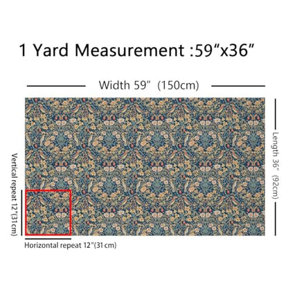Feelyou Flower Polyester Fabric Boys Girls Teens 1 Yard Soft Birds Fabric - color: Lake Blue, size: 1 Yard