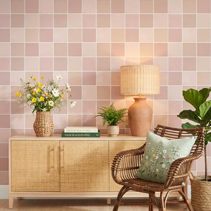 Commomy Matte 3D Peel and Stick Tile 10 Pcs 11.8"x11.8" - color: Rustic Pink
