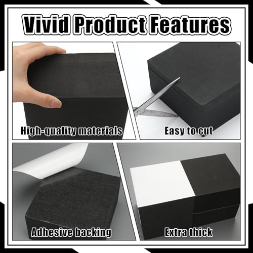 4 Pcs 3" Thick Foam Padding Sheet with Adhesive Backing Closed Cell - color: Black, size: 3 Inch Thick, 4 x 4 Inches