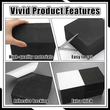 4 Pcs 3" Thick Foam Padding Sheet with Adhesive Backing Closed Cell - color: Black, size: 3 Inch Thick, 4 x 4 Inches