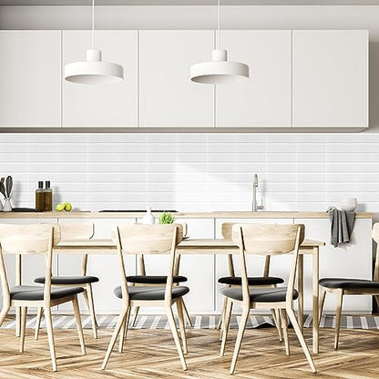 Peel and Stick Tile, New Upgrade Thicker Design Self Adhesive 12" x 12" Large Premium Finger Tiles for Kitchen,Bathroom, Living Room, RV Etc (10-Sheet,White). - color: White