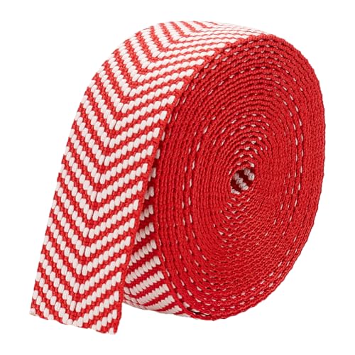 BENECREAT Cotton and Polycotton Webbing - Jacquard and Flat Webbing Striped Pattern for Bag Handles - color: Red and White