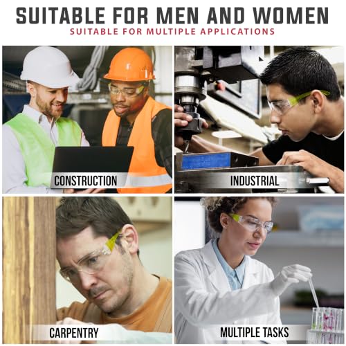 BISON LIFE Clear/Yellow Safety Glasses for Men & Women, ANSI Z87.1, 6 Pack - color: Clear/Yellow