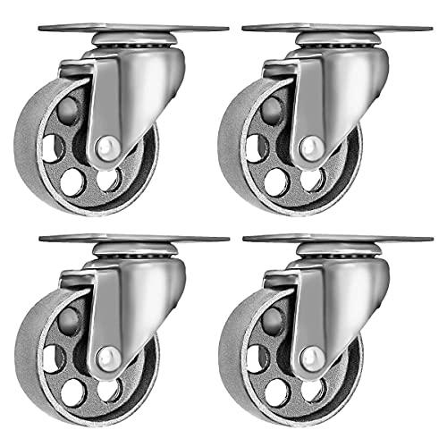 3.5" Steel Plate Caster Wheels, Set of 4, No Brake - size: 3.5" No Brake