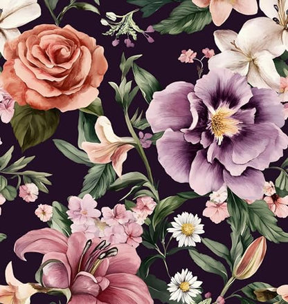 Laatse Dark Rose Peel and Stick Wallpaper 17.5" x 118",Purple - color: Red&Purple, size: 118" x 17.5"