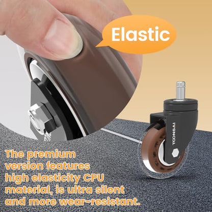Upgraded,3 Inch Office Desk Chair Caster Wheels Replacement, Stem 7/16-7/8 - color: black & brown- 3 inch plus
