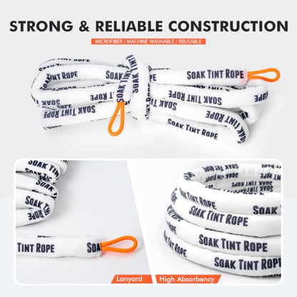 FOSHIO 118 Inch Soak Rope for Windshield Tinting, Absorbent Dashboard Tool