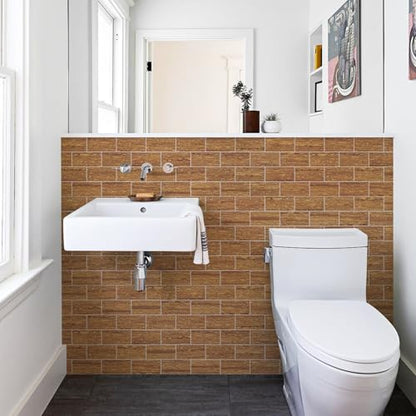 Vamos Tile 100 Pieces Peel and Stick Backsplash Tile, 3" x 6" Subway Tile - color: Red Travertine