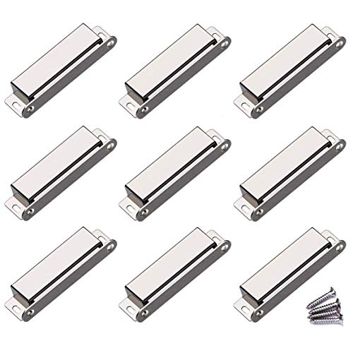 WOOCH Door Magnetic Catch - 90lb High Magnetic Stainless Steel Heavy Duty Catch for Kitchen Bathroom Cupboard Wardrobe Closet Closures Cabinet Door Drawer Latch (3.7 in Silver, 9-Pack) - color: Silver, size: 9 Pack