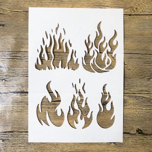 TIAMECH A4 Reusable Multiple Flame Fire Stencil for Painting - color: Multiple Flame Fire
