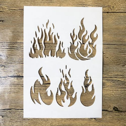TIAMECH A4 Reusable Multiple Flame Fire Stencil for Painting - color: Multiple Flame Fire