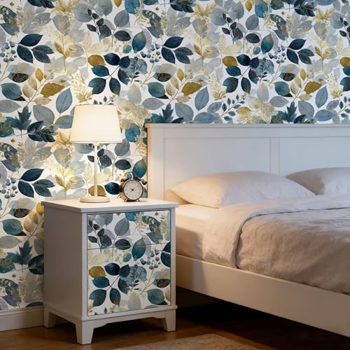 Watercolor Botanical Wallpaper, Eucalyptus Leaf Peel and Stick Wallpaper - color: ML-M104, size: 17.7" x 118"