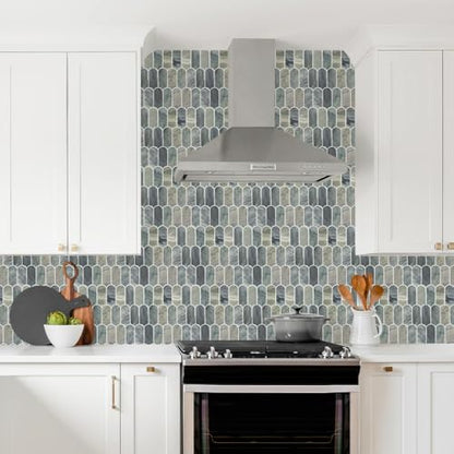 Vamos Tile Thicker Peel and Stick Backsplash Tile,Grayish Blue,10 Sheets - color: Grayish Blue with White Grout