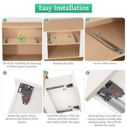 Undermount Drawer Slides,24inch Bottom Mount Full Extension Drawer Slides,Soft Close Hydraulic Damper,3D Adjustable&Quick Release, 100 Lbs Load Capacity Cabinet Concealed Drawer Slides,1 Pair(2-Pack) - size: 24 Inch