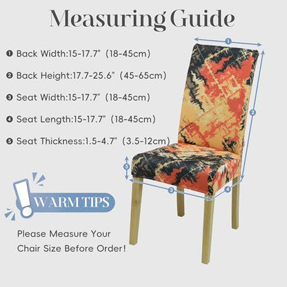 Dining Chair Covers, Dining Room Chair Cover Set of 4 - color: Flame Geometry, size: 4