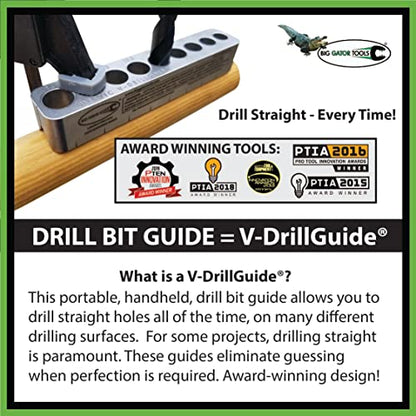Big Gator Tools The Original V-Drill Guide STD1000DGNP, Sizes 1/8–3/8 Inch.