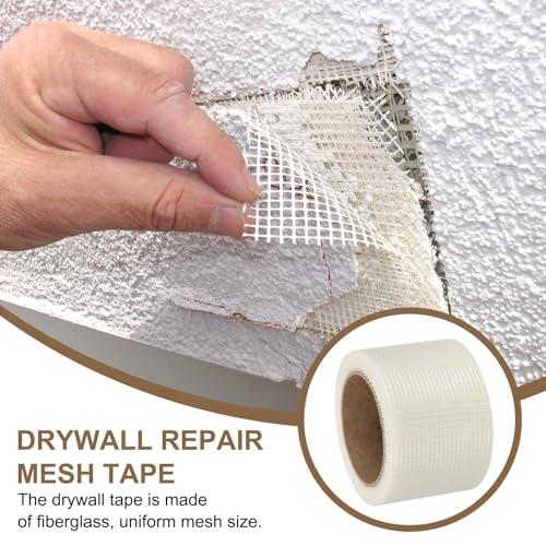 PATIKIL Drywall Repair Mesh Tape, 3 inch x 82 ft Fiberglass Repair Patch Self-Adhesive Dry Wall Joint Tape 8 Mesh Wall Hole Crack and Seam Patch, White - size: 3 inch x 82 Feet