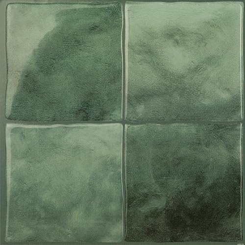 Smart Tiles Peel and stick backsplash, Zellige Moss Green, 9"x9" - color: Moss Green