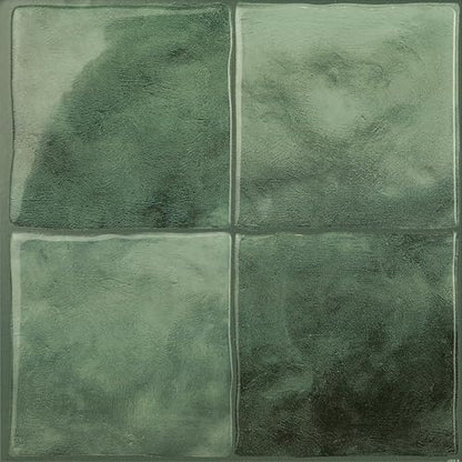 Smart Tiles Peel and stick backsplash, Zellige Moss Green, 9"x9" - color: Moss Green