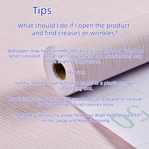 Haimin Grasscloth Wallpaper Textured 24in X 393in Fabric Contact Paper Pink Wall Paper Textured Linen Peel and Stick Self-Adhesive Thick Vinyl Embossed Film Wallpaper (Pink) - color: Pink