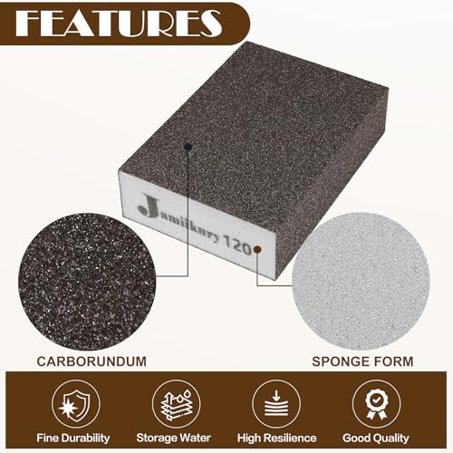 8pcs Sanding Blocks Assortment Kit, Sponge Sand Block Washable and Reusable, Wet & Dry Sandpaper Block for Wood Metal Drywall and Furniture Paint - 120/220 Grit - size: 120/220 Grits