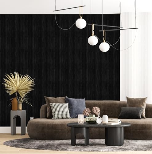 Black Grasscloth Peel and Stick Wallpaper Texture Contact Paper A Set of 15.7" X 480" Self-Adhesive Linen Removable Wallpaper Cabinets Counter Top Liners - color: Black, size: 15.7" x 480"