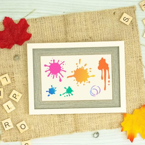 2pc Ink Splatter Wall Stencil for Painting, 11.8"x11.8" Brush Strokes Reusable Stencil for Wood Burning, Splatter Brushwork Paint Template DIY Craft Art Stencil on Wood Fabric Canvas Journal - style: Splatter & Brushwork