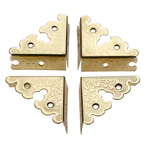 dophee 4Pcs Gold Decorative Metal Corner Covers Protectors 1.34"x1.34" - color: Gold